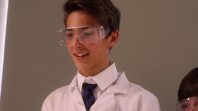 boy in science lab